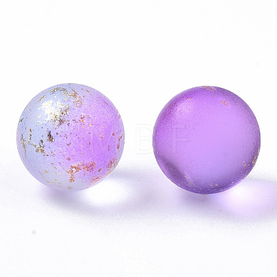 Transparent Spray Painted Frosted Glass Beads X-GLAA-N035-05B-08-1