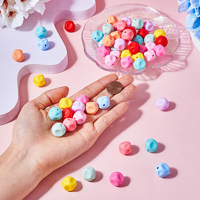  60Pcs 10 Colors Cube Food Grade Eco-Friendly Silicone Beads SIL-TA0001-54B-1