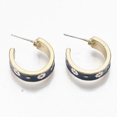 Golden Plated Alloy Enamel Stud Earrings EJEW-N009-02-1