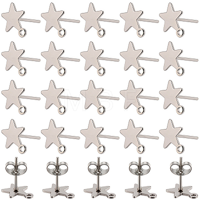 60Pcs 304 Stainless Steel Stud Earring Findings STAS-SC0021-31P-1
