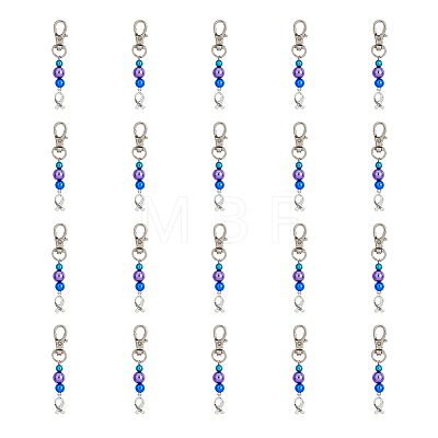 20Pcs ABS Plastic Imitation Pearl Beads Keychain HJEW-FH0001-25-1
