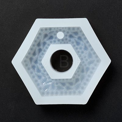 Imitation Embedded Rhinestone Hexagon Pendant Silicone Molds DIY-I090-12-1