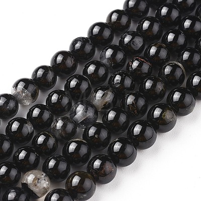 Natural Black Tourmaline Beads Strands G-F666-05-6mm-1