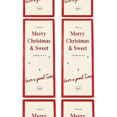 50Pcs Christmas Square with Word Merry Christmas Roll Stickers DIY-M070-03A-1