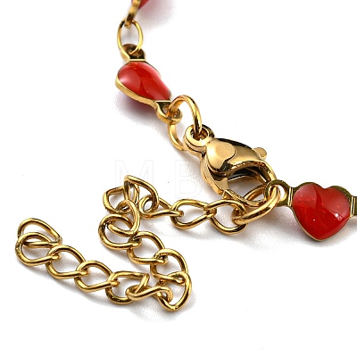 Ion Plating(IP) Golden 304 Stainless Steel Heart Link Chain Necklaces NJEW-E098-02G-02-1