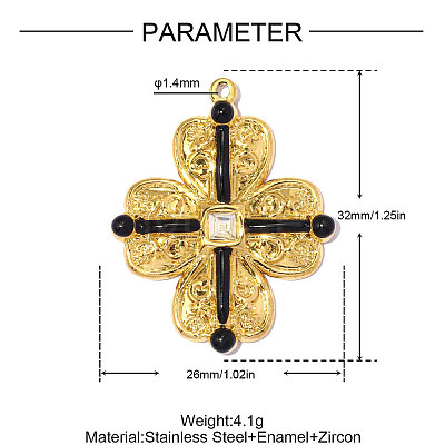 304 Stainless Steel Enamel Pendants STAS-OY014-39G-1