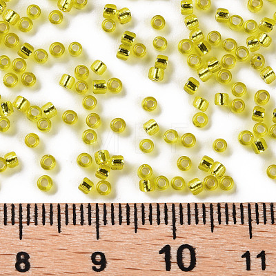 Yellow 11/0 Grade A Round Transparent Glass Seed Beads X-SEED-Q007-F35-1