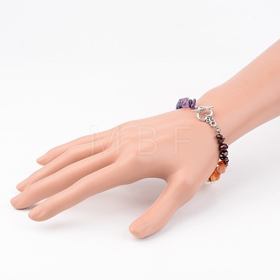 Chip Natural Gemstone Beads Bracelets X-BJEW-JB02323-1