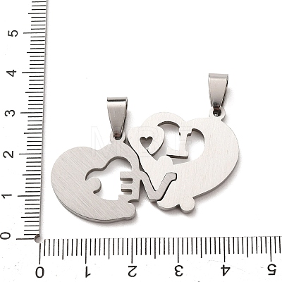 304 Stainless Steel Rhinestone Split Pendants STAS-F368-16P-1