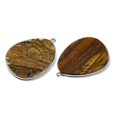 Natural Tiger Eye Pendants G-K347-02G-03-1