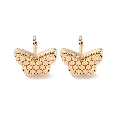 Brass Stud Earrings EJEW-D288-08G-1