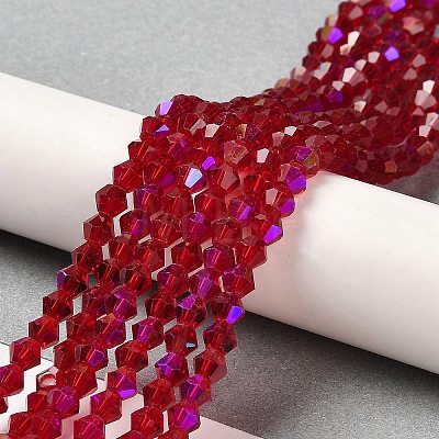 Transparent Electroplate Glass Beads Strands GLAA-F029-4mm-D27-1