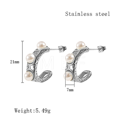 304 Stainless Steel Ring Stud Earrings FP4530-2-1