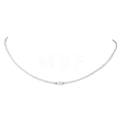 2MM Faceted Round Natural Blue Lace Agate Beaded Necklaces NJEW-JN05918-03-1