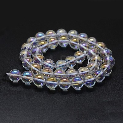 Electroplated Natural Quartz Crystal Beads Strands G-K285-09-6mm-02-1