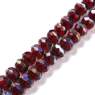 Transparent Electroplate Glass Beads Strands GLAA-F122-02-1