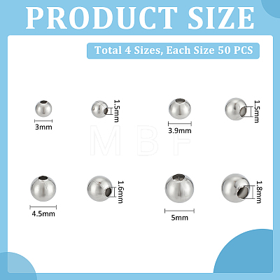 Unicraftale 200Pcs 4 Styles 304 Stainless Steel Spacer Beads STAS-UN0052-49-1