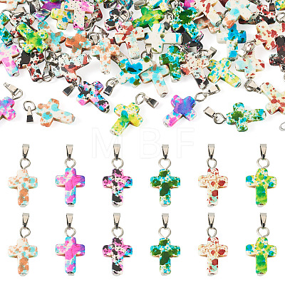 60Pcs 6 Colors Synthetic Turquoise Pendants PALLOY-TAC0289-1