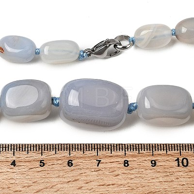 Dyed Natural Agate Cuboid Graduated Beaded Necklaces with Alloy Clasps NJEW-C113-01D-1