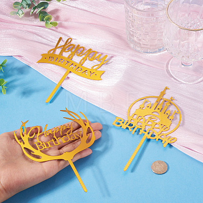 3Pcs 3 Styles Acrylic Cake Toppers FIND-TA0010-38B-1
