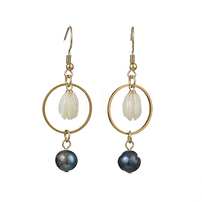 Natural Cultured Freshwater Pearl Dangle Earrings EJEW-JE07168-1