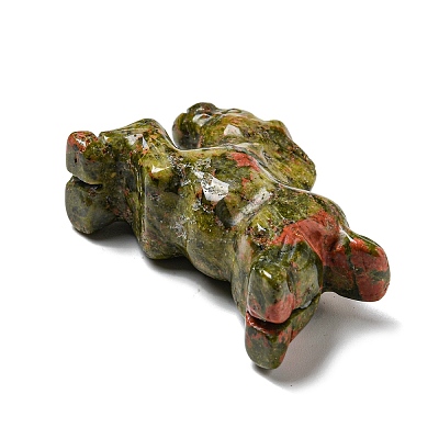 Natural Unakite Carved Healing Horse Figurines DJEW-D012-05B-1