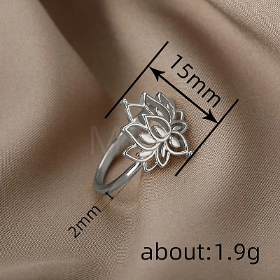 Hollow Out Lotus Brass Finger Rings FS-WG83FEB-01-1