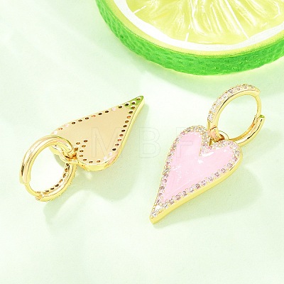 Valentine's Day Heart Brass Micro Pave Clear Cubic Zirconia Hoop Earrings EJEW-Z164-10G-1