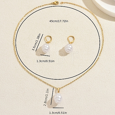 Oval Plastic Imitation Pearl Earrings & Pendant Necklaces Sets for Women XB7297-1