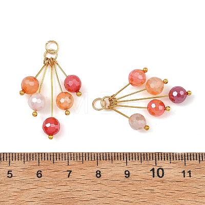 Natural Banded Agate(Dyed & Heated) Faceted Round Pendants PALLOY-JF05879-1