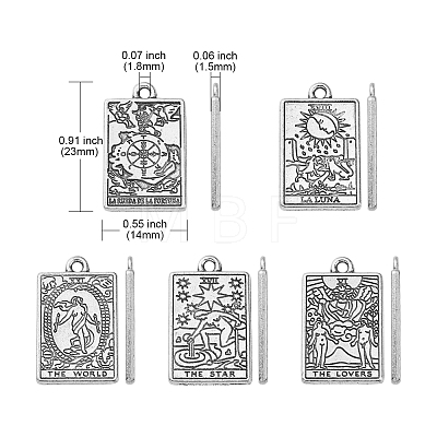 50Pcs 5 Styles Tibetan Style Alloy Pendants TIBEP-CJ0002-03-1