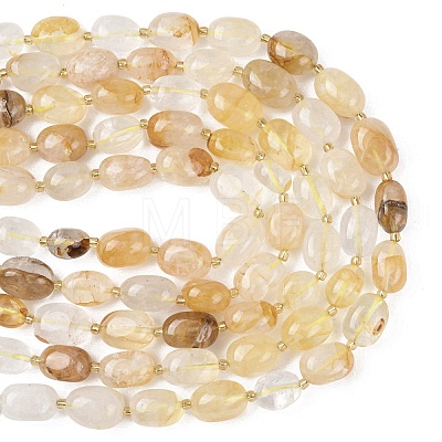 Natural Yellow Hematoid Quartz/Golden Healer Quartz Beads Strands G-G453-D15-01-1