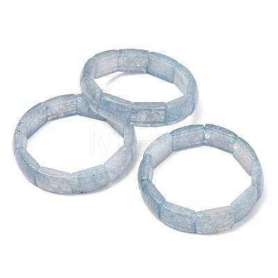 Rectangle Natural Dyed White Jade Imitation Aquamarine Beaded Stretch Bracelets for Women Men GG-CBA9ACE-C11-1