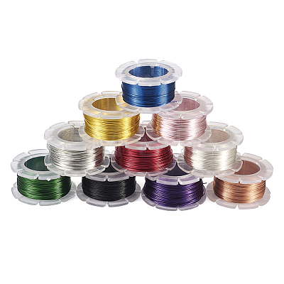 Yilisi 10Rolls 10 Colors Round Copper Craft Wire CWIR-YS0001-03B-1