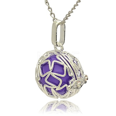 Silver Color Plated Brass Hollow Round Cage Pendants KK-J231-09S-1