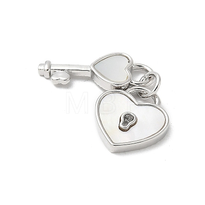 Brass Pave Natural White Shell Pendants KK-S522-15P-1