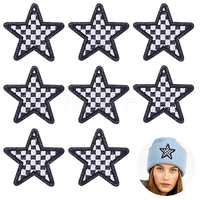 8Pcs Star with Lattice Computerized Embroidery Polyester Iron on/Sew on Patches PATC-TA0001-49C-1