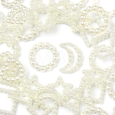 120Pcs 6 Style ABS Plastic Imitation Pearl Linking Rings OACR-FS0001-02-1
