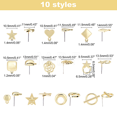 40Pcs 10 Style Alloy Stud Earring Findings FIND-CA0003-27-1