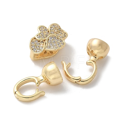 Brass Micro Pave Cubic Zirconia Fold Over Clasps KK-U052-13G-1