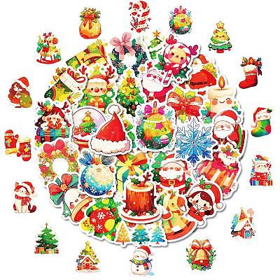 50Pcs Christmas Theme Cartoon Paper Stickers DIY-P085-09-1