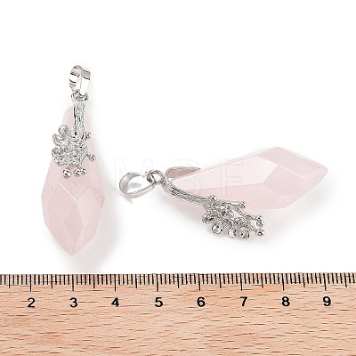 Natural Rose Quartz Faceted Teardrop Pendants G-Q163-04P-01-1