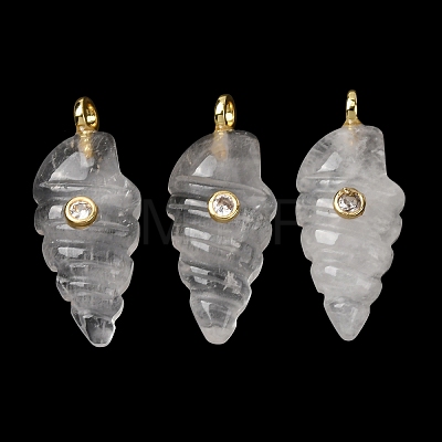 Natural Quartz Crystal Carved Pendants G-H357-04G-10-1
