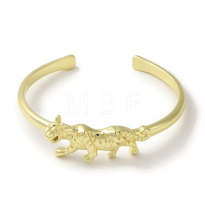 Brass Tiger Open Cuff Bangle for Women BJEW-K246-12G-1