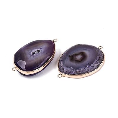 Natural Agate Connector Charms G-Q606-56B-G-1