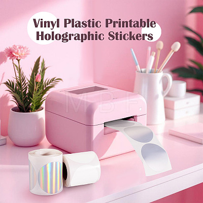 3 Rolls 3 Styles Vinyl Plastic Printable Holographic Stickers OFST-TA0001-10A-1