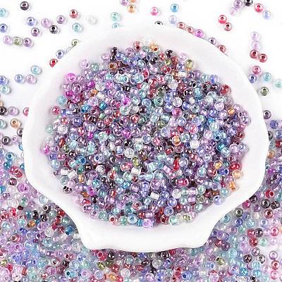 6/0 Transparent Inside Colours Glass Seed Round Beads SEED-N006-004-1