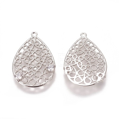Brass Micro Pave Cubic Zirconia Pendants KK-F803-07P-NF-1