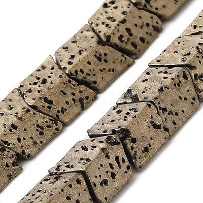 Electroplated Natural Lava Rock Beads Strands G-Q1009-C01-01-1