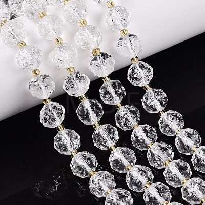 Ombre Effect Dyed Transparent Crackle Glass Beads Strands GLAA-Q111-10MM-08-1
